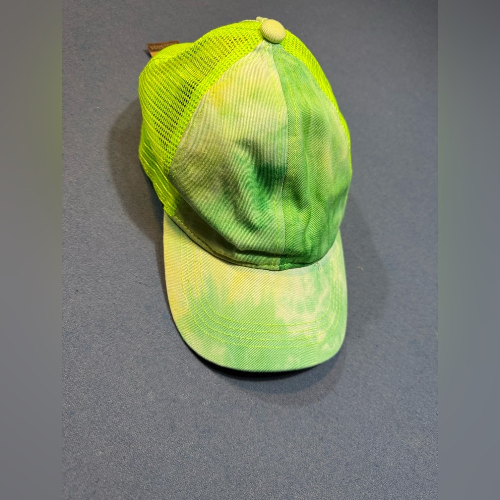 CC Lime Green  Tie-Dye Ponytail Cap